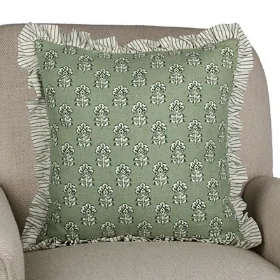 Kirkland's Millie Floral Ruffle Pillow In Green