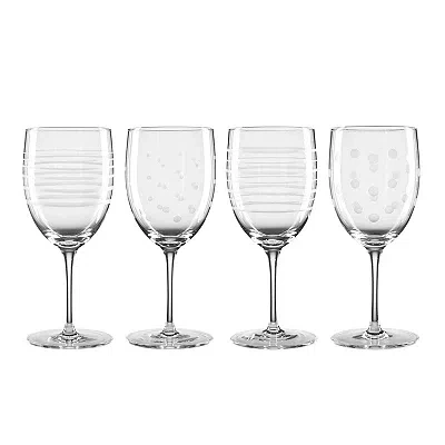Kirkland's Mingle Etched Wine Glasses In Transparent