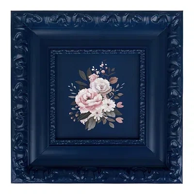 Kirkland's Mini Florals Navy Frame Art Print In Blue