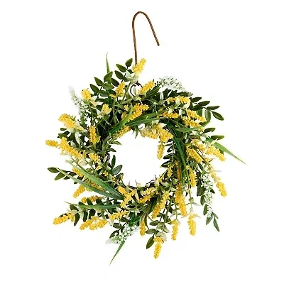 Kirkland's Mini Yellow Foam Mixed Fern And Berry Wreath In Multi
