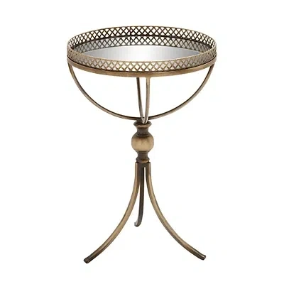 Kirkland's Mirror Top Metal Accent Table In Brown