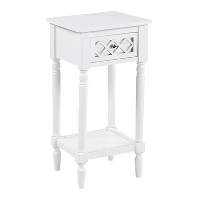 Kirkland's Mirrored Drawer Square Accent Table In White
