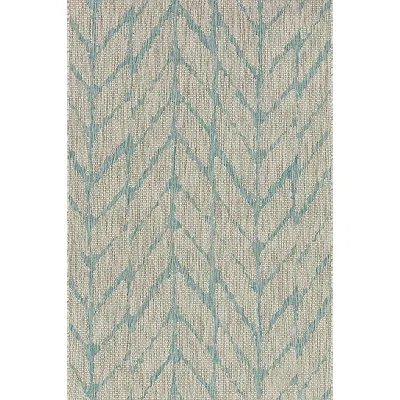 Kirkland's Mist And Aqua Chevron Outdoor Area Rug In Blue