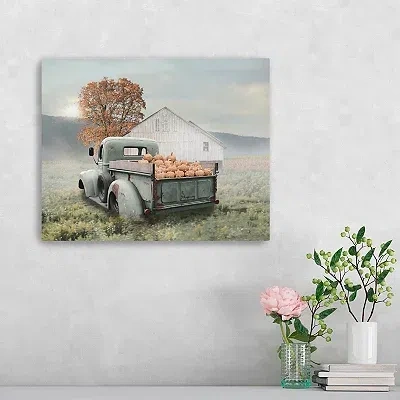 Kirkland's Misty Pumpkin Farm Harvest Canvas Wall Art In Gray