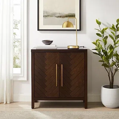 Kirkland's Mocha Mod Herringbone Cabinet In Brown