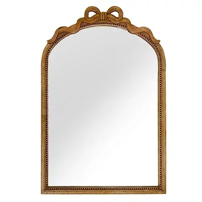 Kirkland's Molly Carved Wood Bow Arched Wall Mirror In Brown