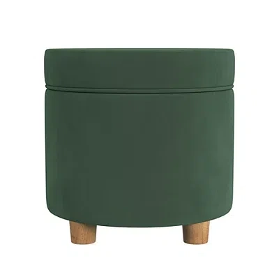 Kirkland's Moss Green Round Velvet Storage Ottoman