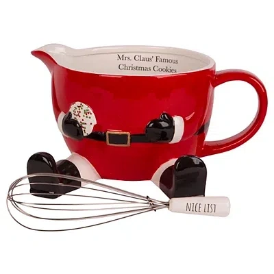 Kirkland's Mrs. Claus Christmas Batter Bowl With Whisk In Red