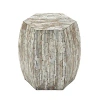 Kirkland's Mussel Shell Hexagonal Accent Table In Gray