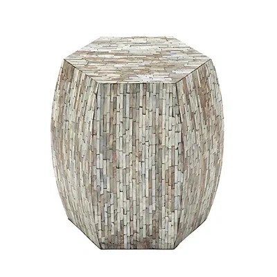 Kirkland's Mussel Shell Hexagonal Accent Table In Gray