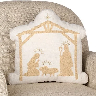 Kirkland's Nativity Christmas Pillow In Brown