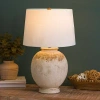 Kirkland's Neutral Distressed Ashton Table Lamp In White