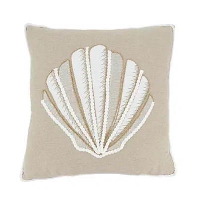 Kirkland's Neutral Embroidered Shell Throw Pillow