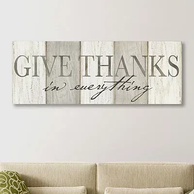 Kirkland's Neutral Give Thanks Canvas Art Print In Gray