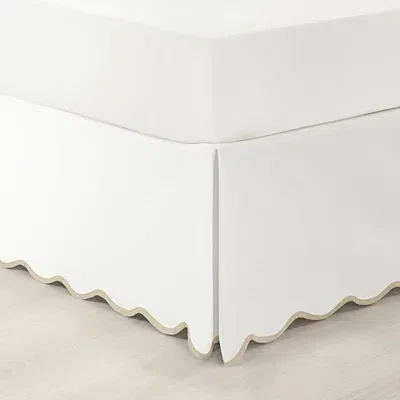 Kirkland's Neutral Scalloped Coastal Queen Bed Skirt In White