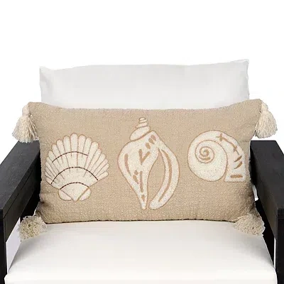 Kirkland's Neutral Seashell Trio Outdoor Lumbar Pillow In Multi