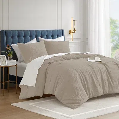 Kirkland's Neutral Waffle Weave Twin/twin Xl Comforter Set In Brown