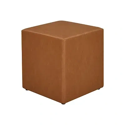 Kirkland's Newton Carmel Faux Leather Square Ottoman In Brown