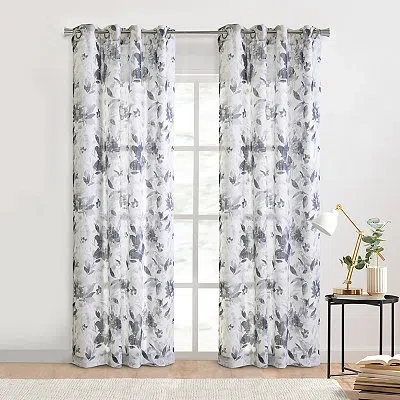 Kirkland's Nora Sheer Blue Floral Grommet Curtain Panel In Multi