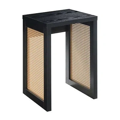 Kirkland's Northfield Black Rattan Sides Open Accent Table