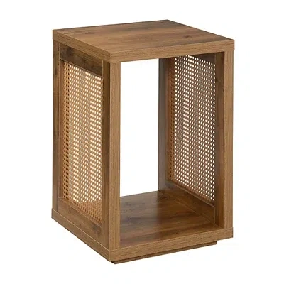 Kirkland's Northfield Brown Woven Rattan Open Accent Table