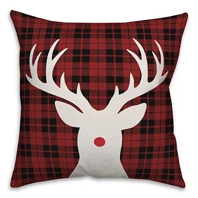 Kirkland's Nose Rudolph Plaid Christmas Pillow In Red
