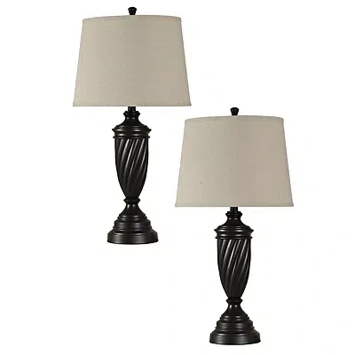 Kirkland's Oiled Bronze Twisted Urn Table Lamps In Brown