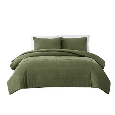 Kirkland's Olive Arden Corduroy 3 Piece Full/queen Comforter Set In Green