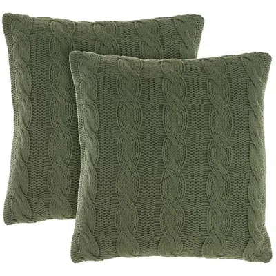 Kirkland's Olive Cable Knit Throw Pillows In Green