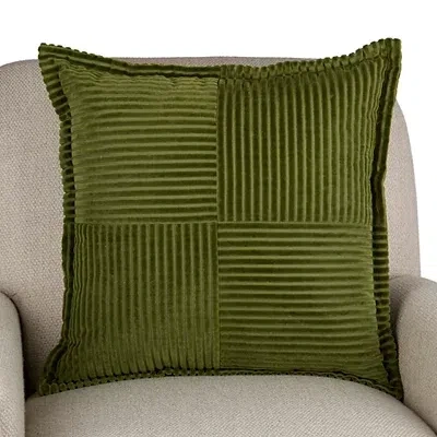 Kirkland's Olive Corduroy Squares Pillow In Green
