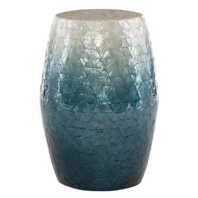 Kirkland's Ombre Mosaic Capiz Shell Drum End Table In Blue