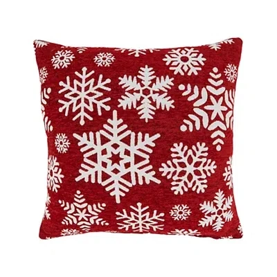 Kirkland's On Red Snowflakes Chenille Pillow In Multi