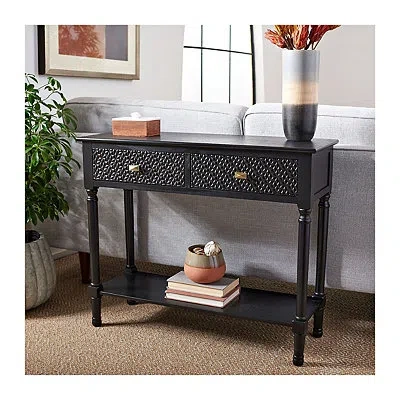 Kirkland's Onyx Raised Texture Diamond Console Table In Black