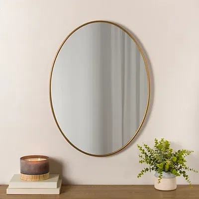 Kirkland's Oval Antique Brass Nouveau Linear Mirror In Gold