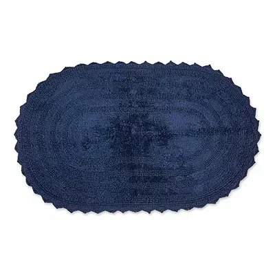 Kirkland's Oval French Blue Crochet Bath Mat
