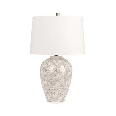 Kirkland's Painted Flowers Ceramic Table Lamp In White