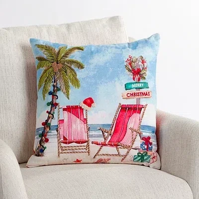 Kirkland's Palm Tree Beach Scene Christmas Pillow In Multi