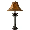 Kirkland's Palm Tree Table Lamp With Rattan Shade In Multi