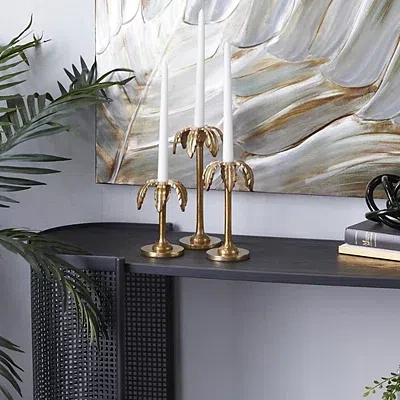 Kirkland's Palm Trees Taper Candle Holders In Gold