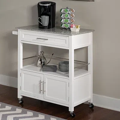 Kirkland's Parker Granite Top Rolling Kitchen Cart In Gray