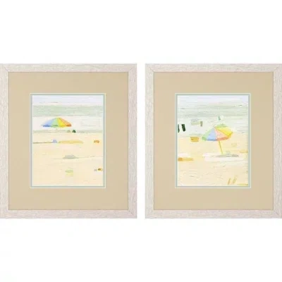Kirkland's Pastel Beach Umbrella Framed Art Prints In Multi