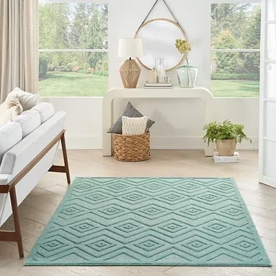 Kirkland's Pastel Lime Diamond Outdoor Area Rug In Green