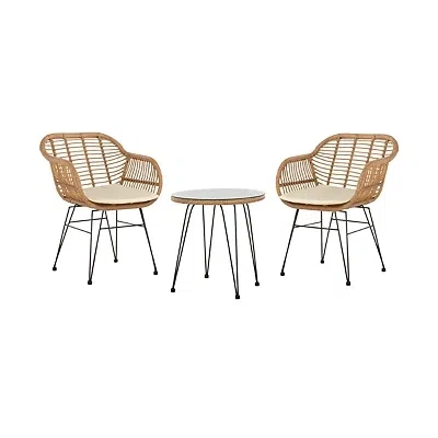 Kirkland's Patio Set With Beige Cushions In Brown