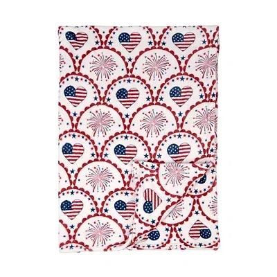 Kirkland's Patriotic Hearts & Fireworks Plush Throw In White