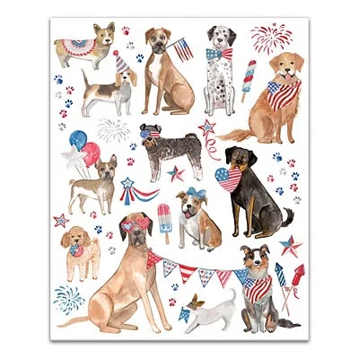 Kirkland's Patriotic Watercolor Pups Canvas Art Print In Multi