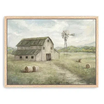 Kirkland's Peaceful Farm Oak Framed Canvas Art Print