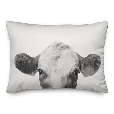Kirkland's Peeping Cow Indoor/outdoor Lumbar Pillow In Gray