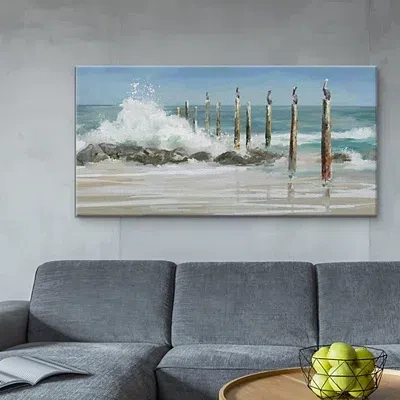 Kirkland's Perched By The Sea Canvas Art Print In Multi