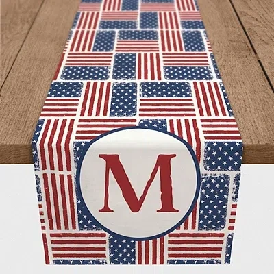 Kirkland's Personalized American Flag Table Runner In White