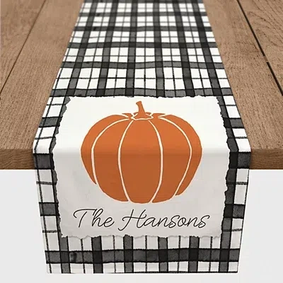 Kirkland's Personalized Black And White Plaid Table Runner In Multi